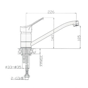 Miscelatore monocomando • canna lunga • 250 mm