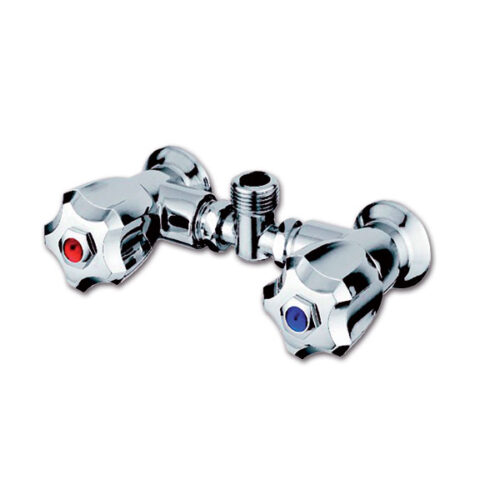 Miscelatore doccia cromato con attacchi F 3/8" per camper, caravan e van attrezzati, dettagli tecnici