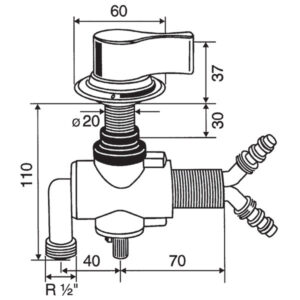 Miscelatore sottotavolo • manopola cromata