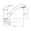 RUB4120_2-1 Dettaglio del miscelatore Kama, evidenziando la leva di controllo per la temperatura e il flusso dell'acqua. Materiali resistenti per l'uso in camper.