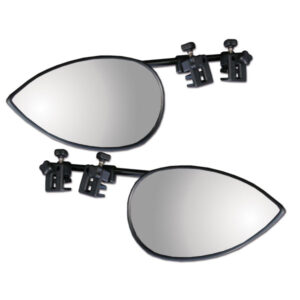 Kit specchi supplementari Aero • flat montati su specchietto di un camper, vista frontale.