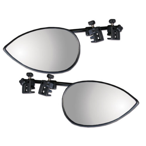 Kit specchi supplementari Aero • flat montati su specchietto di un camper, vista frontale.