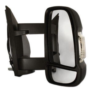 SPE2505_1 Retrovisore Ducato completo X250 braccio destro, vista frontale su camper Fiat Ducato, accessorio ricambio cabina guida.