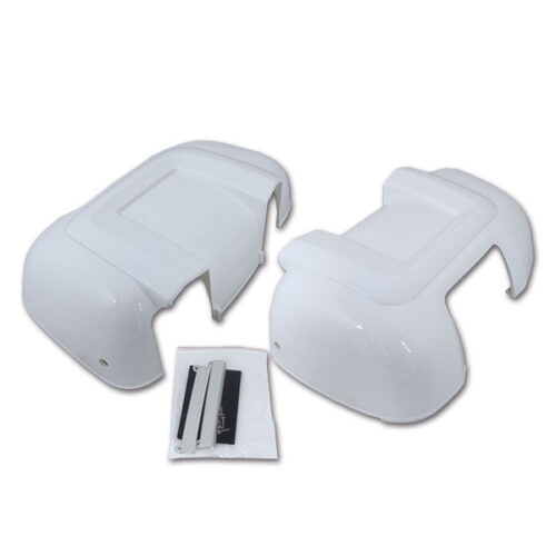 SPE901_1-1 Protezioni specchi Ducato X250 braccio corto bianco installate su camper Fiat Ducato, vista laterale.