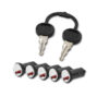 SRT1038EZ_1-1 Dettaglio del Kit 5 cilindri 2 chiavi standard Zadi con i cilindri e le chiavi ben visibili, pronti per l'installazione.
