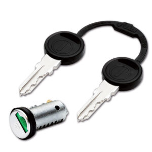 SRT1038KA_1-1 Dettaglio del Kit 1 cilindro 2 chiavi Zadi A.S. n. 45, che mostra il cilindro e le due chiavi numerate.