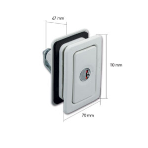 SRT2015B_2-1 Immagine ravvicinata del set Serratura Quadro con cilindretto e chiavi, componente essenziale per veicoli ricreazionali.