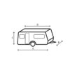 Caravan coperta in un ambiente esterno, con la Caravan Cover 12 M che la protegge da sole e intemperie.