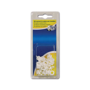 Gancio nylon per tendine guida a C in blister, accessorio per camper e caravan.