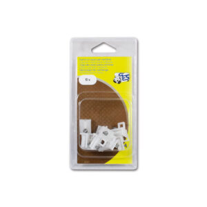 Fermo in nylon per tendine con guida a C, accessorio blisterato per camper e caravan.