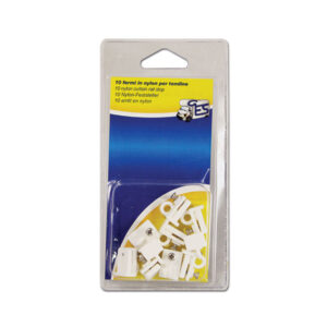 TND107C_1-1 Fermo in nylon per guida a C in blister, accessorio essenziale per camper e caravan.
