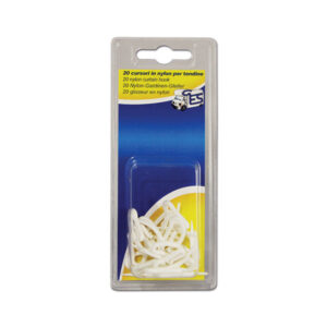 TND108C_1-1 Gancio nylon a collo d'oca per tendine, blisterato, installato su profilo finestra camper