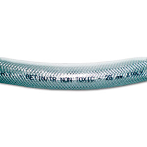 Tubo retinato in PVC trasparente con rinforzo a spirale, ideale per impianti idrici in camper.