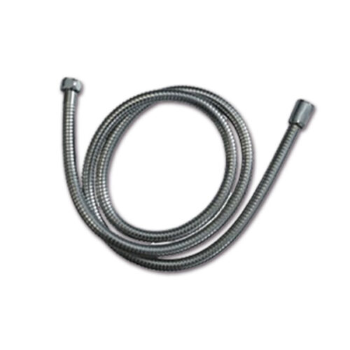 TUB1211_1-1 Tubo PVC estensibile bianco per doccia camper, con attacchi da 1/2 pollice, in posizione estesa.