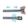 TUB1238_2-1 Dettaglio dei raccordi in ottone del Tubo PVC flessibile bianco, compatibili con sistemi idrici veicoli ricreazionali.