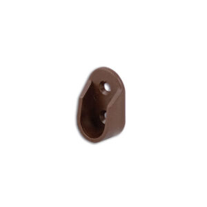 Reggi asta appendiabiti marrone con due fori per montaggio stabile in camper.