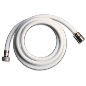 Dettaglio del Tubo PVC bianco • 1/2" C – 1/2" F • 1,5 m che mostra la flessibilità e i raccordi standard.