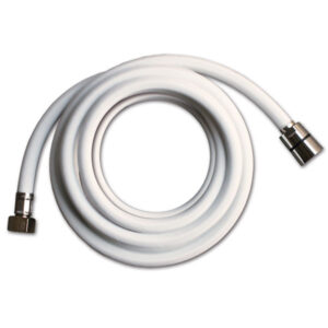 TUB5201B_1-1 Tubo flessibile in PVC bianco da 2 metri con raccordi da 1/2" C e 3/8" F per impianti idrici di camper e caravan.