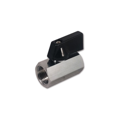 VAL010M_1-1 Mini valvola F/F • 3/8" per il controllo del flusso idrico negli impianti di camper e caravan, con connessioni femmina-femmina.
