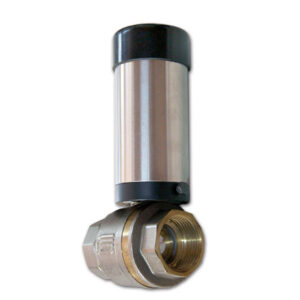 Valvola a sfera motorizzata EasyDump Ball Ø 1" per scarico acque reflue camper, installazione idraulica.