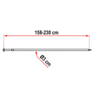 VRA0153_2-1 Immagine ravvicinata del Door Pole FIAMMA S.P.A. installato su un tendalino, evidenziando la sua funzione di supporto e stabilità.