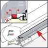 Dettaglio del Kit Rain Guard F65 S/L • 400 cm di FIAMMA S.P.A., mostrando la sua funzione sigillante per tendalini.