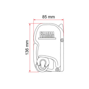 Vista frontale del camper con il tendalino FIAMMA S.P.A. F45 S 260 aperto, creando ombra