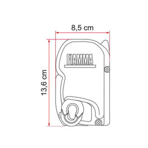 VRD1231G_4-1 Telo Royal Grey del tendalino F45 S 300 completamente esteso, con gambe di supporto a terra.