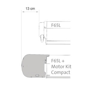 VRM1113_3-1 Schema di montaggio del Motor Kit F65L > 2018 Polar White, illustrando i componenti principali e il cablaggio per l'installazione.