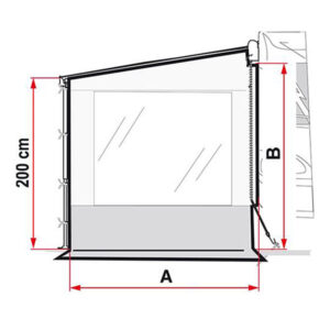 Dettaglio del tessuto resistente e dei sistemi di fissaggio della parete Side W Pro Van F45 di FIAMMA S.P.A. per tendalini F45.