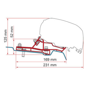 Adattatore FIAMMA S.P.A. per montaggio veranda su Ford Transit L3H2 340 RHD, vista laterale