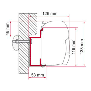Adattatore FIAMMA Eura Mobil Karmann 450 per montaggio tendalino F45s su camper
