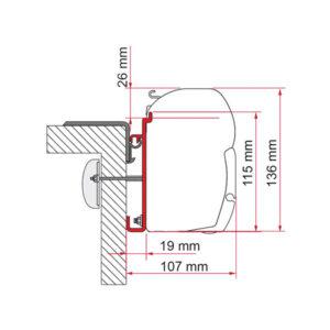 Dettaglio dell'Adapter Rapido 350 di FIAMMA S.P.A. per il fissaggio di tende da sole F45.