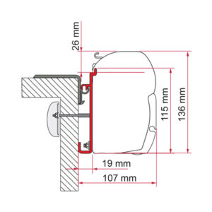 Dettaglio dell'Adapter Rapido 400 di FIAMMA S.P.A., un accessorio robusto per il montaggio delle tende da sole F45.