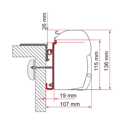 Dettaglio dell'Adapter Rapido 400 di FIAMMA S.P.A., un accessorio robusto per il montaggio delle tende da sole F45.
