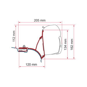 Kit di montaggio FIAMMA S.P.A. per verande F45 su VW T5 Transporter Multivan, staffe robuste.