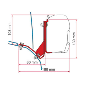Staffe di montaggio Kit Fiat Ducato Hymercar FIAMMA S.P.A. per tenda da sole F45s su camper.