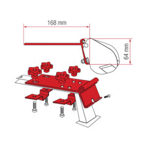 Dettaglio del Kit Standard FIAMMA S.P.A. per il montaggio di verande su van, mostrando i componenti robusti.