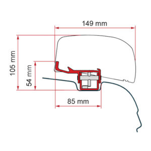 VRT841_1-1 Dettaglio del Kit VWT5/T6 FIAMMA, componenti per l'installazione su furgoni Volkswagen.