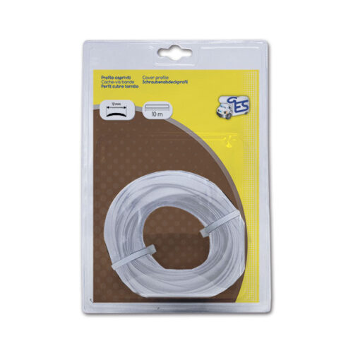 VTE10BC_1-1 Profilo copriviti Bianco in blister da 10mt per camper e caravan, visibile il rotolo compatto