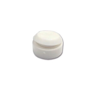 VTE13BC_2-1 Primo piano sul coprivite con tappo Ø 13, colore bianco, ideale per finiture estetiche su mobili e pannelli di veicoli ricreazionali.