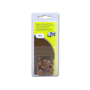 Cappuccio coprivite Ø 13 marrone chiaro in blister da 20 pezzi, accessorio per rifiniture interne di camper e caravan.