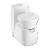 Immagine laterale del WC fisso CTS4110 Dometic, mostrando il design compatto e l'ingombro ridotto per veicoli ricreazionali.