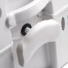 Vista laterale della toilette Dometic che mostra le dimensioni compatte e il design funzionale