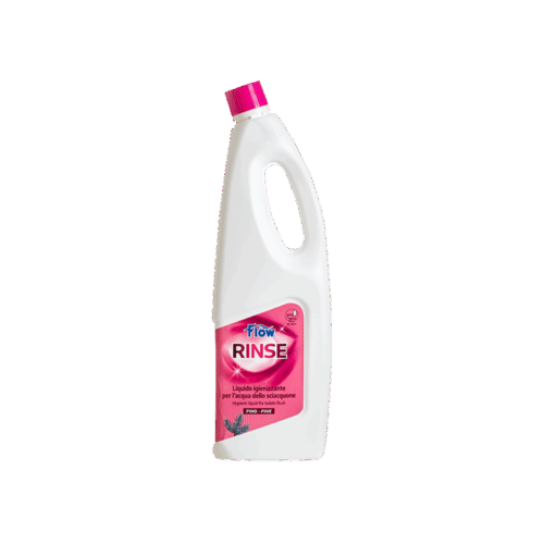 flow-rinse-no-ombra Flacone di FLOW RINSE PINO 2L, additivo per toilette camper e caravan, con etichetta chiara e dettagli del prodotto.
