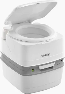 Cassetta WC portatile PORTA POTTI 365, design compatto per camper e caravan, con serbatoio estraibile.