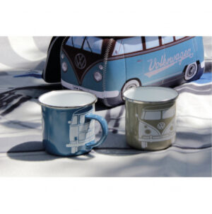 Set di 2 tazze VW smaltate Combi Legendary Beige e Blu 350 ML