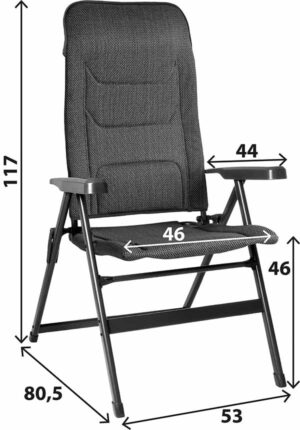 0404065N ARAVEL VITACHIC S Schema Dettaglio del tessuto robusto e della struttura metallica della sedia Vitachic per l'outdoor