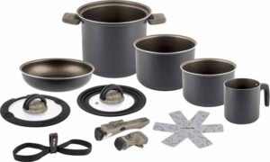 Popote Torralta compatta per cucina camper, set di pentole impilabili