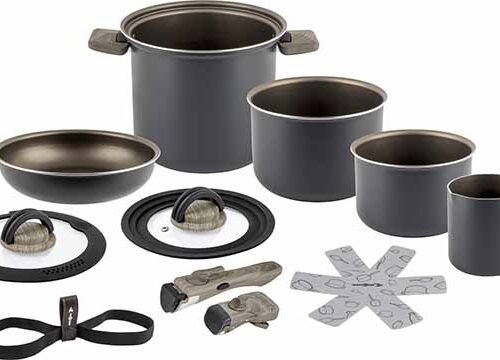 Popote Torralta compatta per cucina camper, set di pentole impilabili